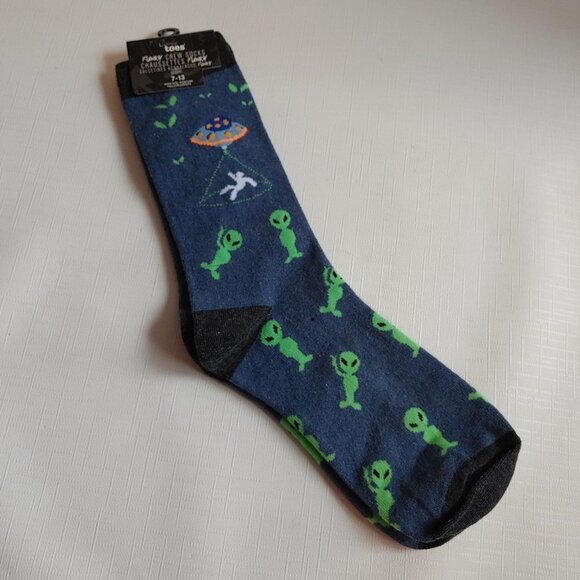 ALIEN Socks BEAM ME UP Extra Terrestrial Comfy Toes FUNKY CREW SOCKS 7-13 - Picture 3 of 5